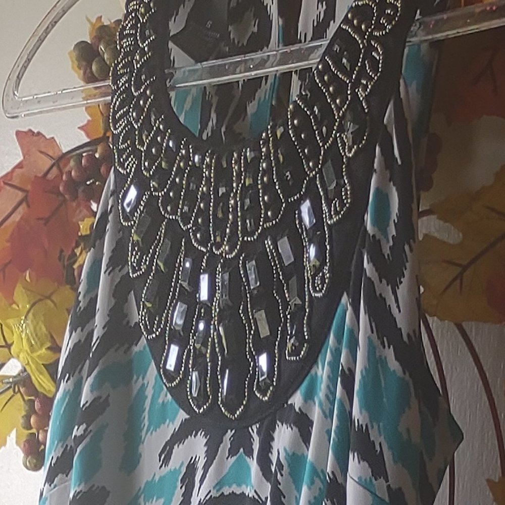 Exotic Inc International Concepts Maxi Dress Beaded/Jeweled Print - Size Small